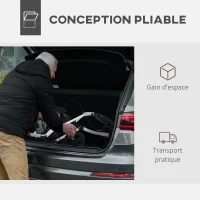 HOMCOM Déambulateur pliant à roulettes cadre de marche léger, sac de rangement, plateau, freins, hauteur de poignée réglable(m-6)