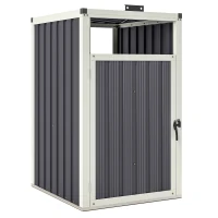 Outsunny Abdeckung für 1 Abfalltonne 240L Außenabdeckung 180° klappbarer Deckel feuerzinkter Stahl 73 x 81 x 122 cm dunkelgrau(m-6)