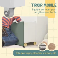 AIYAPLAY Bibliothèque pour enfants Multi-Rangement avec 3 niveaux d'étagères et un tiroir, 62,5L x 30l x 70H cm, vert(m-6)