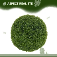 HOMCOM Lot de 2 boules de buis artificielles de 40 cm décoration pour intérieur ou extérieur vert foncé(m-4)