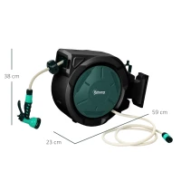 Outsunny Schlauchaufroller Wasserschlauchwagen 30+2 m Wandhalterung + Griff 180° schwenkbar 59 x 23 x 42 cm schwarz(m-3)