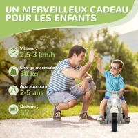 AIYAPLAY Moto électrique enfants 2-5 ans, 3 roues, 6 V, 3 km/h, avec fonction de bulles, effets lumineux et sonores, blanc crème(m-7)