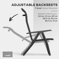 Outsunny Set of Four Folding Garden Chairs, with Seven-Position Adjustable Backs, Dark Brown(m-5)