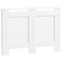 HOMCOM Couvercle de radiateur cache radiateur grille croisée pour salon chambre à coucher en bois 112l x 19P x 81,5H cm blanc(m-10)
