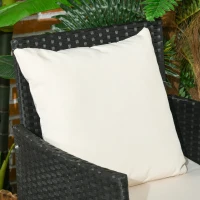 Outsunny Conjunto de Jardín de Ratán Sintético con 2 Sillones 1 Sofá de 2 Plazas 1 Mesa de Centro y Cojines Negro y Crema(m-9)