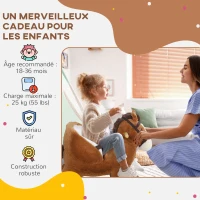 AIYAPLAY Cheval à bascule pour enfants jouet à bascule bébé de 18 à 36 mois avec effet sonore base en bois ceinture de sécurité(m-8)