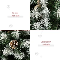 HOMCOM Árbol de Navidad Artificial 180 cm con Nieve con 800 Ramas 61 Piñas Decoración Navideña para Interiores Verde(m-7)