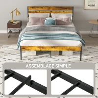 HOMCOM Cadre de lit double en acier avec sommier et tête de lit compatible matelas 160 x 200 cm, style industriel(m-7)