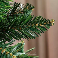 HOMCOM Sapin de Noël Artificiel 210 cm Arbre de Noël Slim avec support en acier pliable, 687 branches épines Vert(m-8)