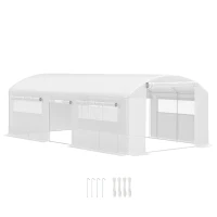 Outsunny Invernadero de Túnel 6x3x2 m con 6 Ventanas de Malla Cubierta de PE Anti-UV y 3 Puertas Enrollables Blanco(m-10)