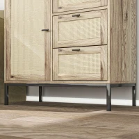 HOMCOM Armoire de Rangement, Commode Flexible avec Portes en Rotin, Tiroirs et Étagères Ajustables, 80L x 40l x 120H cm(m-5)