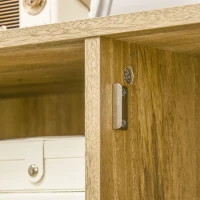 HOMCOM Buffet storage cabinet tall wood and rattan design 2 doors - dim. 90L x 32.5W x 120H cm(m-8)
