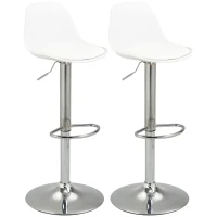 HOMCOM Lot de 2 tabourets de bar chaise haute cuisine avec dossier et repose-pieds, hauteur réglable, 38x42x82-104cm, blanc(m-1)
