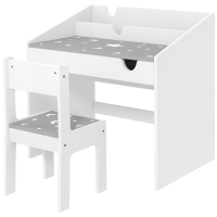 AIYAPLAY Ensemble Bureau et chaise pour enfants, avec rangement, tiroir coulissant, pour les 3-6 ans, motif étoilé - Gris