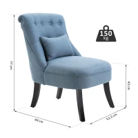 HOMCOM Sessel Wohnzimmer Relaxsessel Loungesessel Ruhesessel mit Rückenkissen, Holzbeine, Lesesessel mit Leinenoptik, Polstersessel für Schlafzimmer, Blau(m-3)