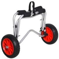 HOMCOM Chariot de transport canoë chariot de kayak pliable 75kg cadre en aluminium pneus de 25 cm 68 x 44,5 x 405 cm argent