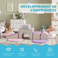 HOMCOM 7PCS Module motricité bébé parcours motricité bébé en mousse EPE pour enfants d'âge préscolaire, multicolore(m-4)