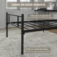 HOMCOM Cadre de lit 90 x 190 cm sommier à lattes en acier, tête de lit et pied de lit, hauteur 31 cm avec rangement sous le lit(m-6)