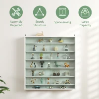 HOMCOM Six Shelf Display Cabinet, with Glass Doors - White(m-6)