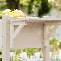 Outsunny Hochbeet auf Rollen - Regal, Klappbarer Seitentisch, Bewässerungseinsätze, Drainagevlies(m-4)