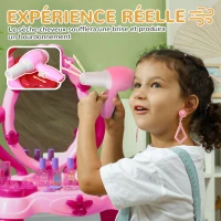 AIYAPLAY Coiffeuse pour enfants de 3 à 6 ans avec tabouret miroir 15 PCS, table de maquillage avec lumière musique sèche-cheveux(m-5)