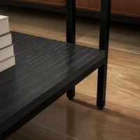 HOMCOM Quadratischer Couchtisch mit 2 Ebenen aus gehärtetem Glas, 1 Regal, minimalistisches Design, 73B x 73T x 46,5H cm, Schwarz(m-5)