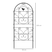 Outsunny Klimrek Metaal 2-delig Set Steekbaar Roestvrij Klimhulp met Vogelontwerp voor Klimplanten 50x120 cm Zwart(m-3)