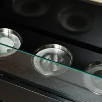 HOMCOM Cheminée au bioéthanol brûleur 400 ml durée de combustion de 3 heures avec verre de protection marron(m-9)