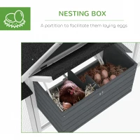 PawHut Large Chicken Coop, Wooden Garden Hen House, Poultry Coops Cages with Run, Nesting Box, Grey(m-6)