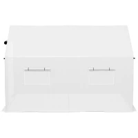 Outsunny Serre de jardin tunnel 2 x 3m, 6m² avec porte enroulable, 4 fenêtres, - Acier galvanisé PE Haute densité Blanc(m-9)