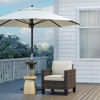 Outsunny Single Rattan Armchair, with Cushions - Brown(m-9)