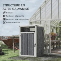 Outsunny Abri pour 1 poubelle 240L cache poubelle extérieur couvercle relevable 180° acier galvanisé 73 x 81 x 122 cm gris foncé(m-6)