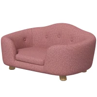 PawHut Haustiersofa Hundematte Hundebett Hundesofa Hundecouch Katzen Sofa mit Kissen Rückentasche Plüsch Schaumstoff Kiefernholz Rosa 70 x 47 x 30 cm(m-10)