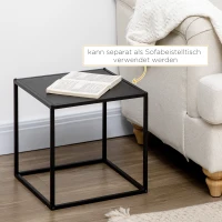 HOMCOM Beistelltisch, Couchtisch, Satztisch, 2er-Set, modernes Design, Stahlrahmen, schwarz, 40 x 40 x 40cm(m-5)