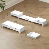 HOMCOM Monitorerhöhung PC-Schreibtisch Computertischständer von 60-116 cm mit 2 Schubladen, Länge und Winkel verstellbar(m-3)