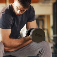 SPORTNOW Haltère poignée antidérapante, fitness, sport à domicile, 15kg, noir(m-2)