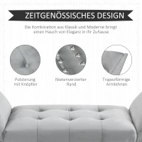 HOMCOM Polsterbank Sitzbank Klavierbank Pianobank mit Samtoptik Bettbank für Schlafzimmer Wohnzimmer, Flur, Gummiholz Hellgrau 114 x 46 x 56 cm(m-4)