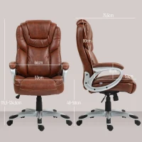 HOMCOM Bürostuhl Drehstuhl mit Schaukelfunktion 360° schwenkbare Rollen 66 x 75,5 x 115,5-124,5 cm Braun(m-3)