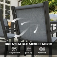 Outsunny Seven-Piece Garden Dining Set, with Plastic Wood-Top Table - Grey(m-6)