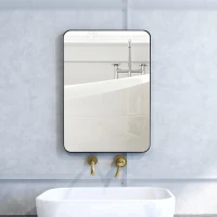 HOMCOM Wandspiegel Badezimmerspiegel rechteckig mit schwarzem Rahmen aus Aluminiumlegierung für Schlafzimmer, Wohnzimmer 50 x 70 cm(m-2)