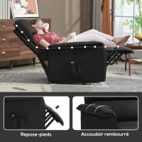 HOMCOM Fauteuil releveur électrique avec repose-pied dossier inclinable télécommande avec pochette noir(m-7)