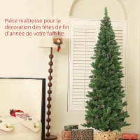 HOMCOM Sapin de Noël artificiel 180 cm arbre de Noël Slim avec support en acier pliable, 618 branches épines, vert(m-4)