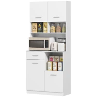 HOMCOM Buffet de Cuisine, Buffet avec Tiroir, Portes à Fermeture Douce, 80 x 35 x 180 cm, Blanc(m-1)