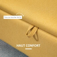 HOMCOM Banc banquette coffre de rangement 2 en 1 en tissu avec pieds en acier noir 101l x 38,5P x 44,5H jaune(m-6)
