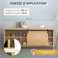 HOMCOM 200 CM Rail porte coulissante quincaillerie de rail pour porte de grange simple en acier acier au carbone(m-4)