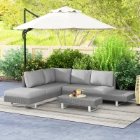 Outsunny Three-Piece Rattan Sofa Set, with Cushions - Light Grey(m-2)