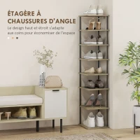 HOMCOM Meuble à chaussures à 8 niveaux meuble de rangement cadre en métal - 28l x 26P x 125H cm(m-5)