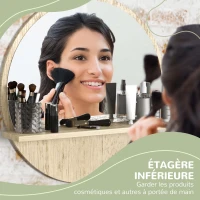 kleankin Miroir rond mural de salle de bain avec 1 étagère de rangement - Ø 45 x 10H cm - panneau de particules(m-4)