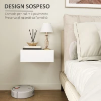 HOMCOM Comodino Sospeso Moderno con Cassetto, in Legno, 40x30x15 cm, Bianco(m-4)