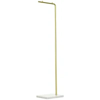HOMCOM Garderobenständer Kleiderständer 1,52 m - Metallrahmen, Marmorsockel, für Hut, Mäntel und Taschen, Gold und Weiß(m-1)